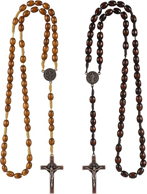 2 Piezas Collar Rosario Cruz Católica,Rosarios