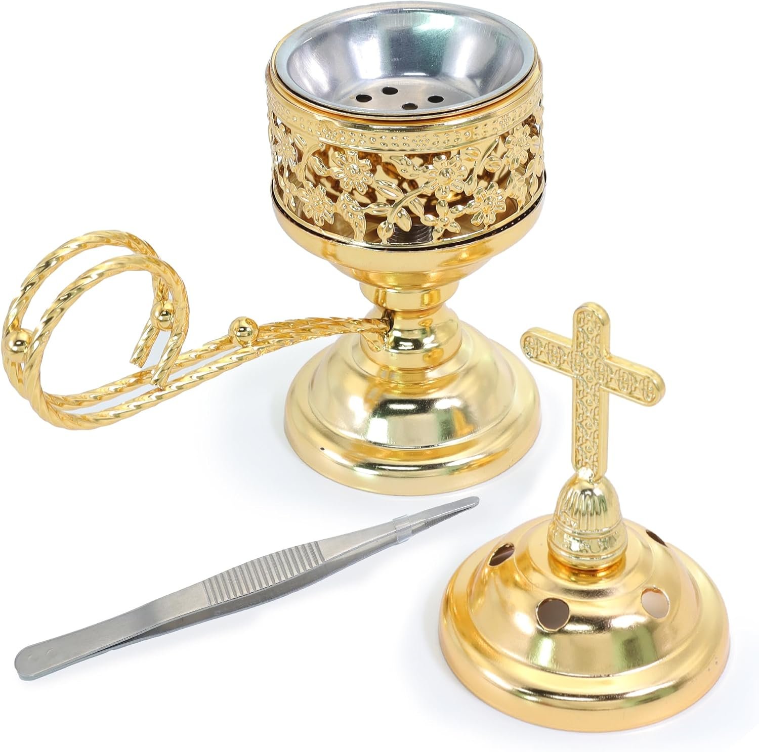 Quemador de incienso, soporte de incienso de carbón, ideal para aromaterapia, yoga, spa, hogar e iglesia cristiana